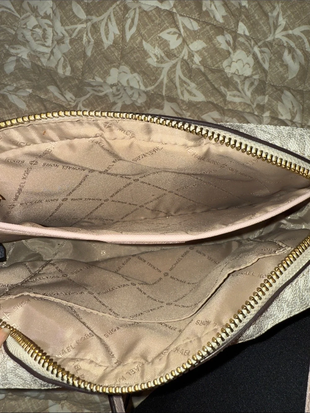 Michael Kors Light Pink and Beige Logo Crossbody Bag